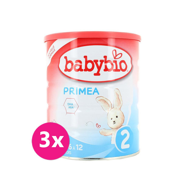 BABYBIO PRIMEA 2 špeciálne dojčenské bio mlieko (6-12m) 3x800 g