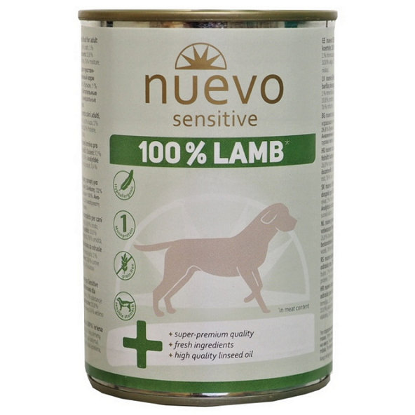 NUEVO dog Sensitive 100% Lamb 6x400g konzerva