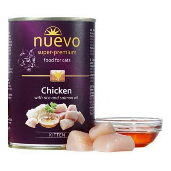 NUEVO cat Kitten Chicken konzervy pre mačiatka 6x400g