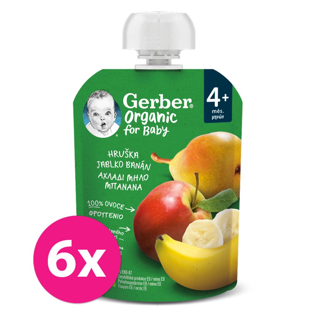 E-shop 6x GERBER Organic Kapsička hruška, jablko a banán 90 g​