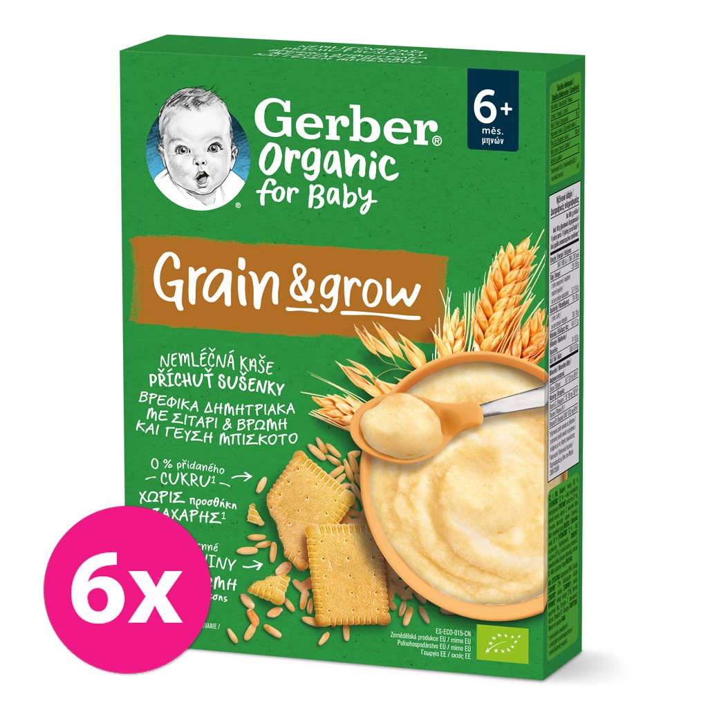 E-shop 6x GERBER Organic Kaša nemliečna s príchuťou sušienky 200 g​