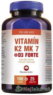 E-shop Pharma Activ Vitamín K2 MK 7 + D3 FORTE