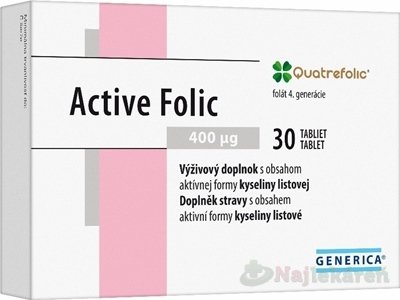 E-shop GENERICA Active Folic s obsahom kyseliny listovej 30ks
