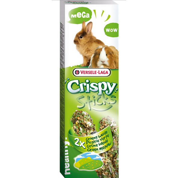 Maškrta Versele Laga Crispy Mega tyčinky králik/morča "Green Meadow" 2ks 140g
