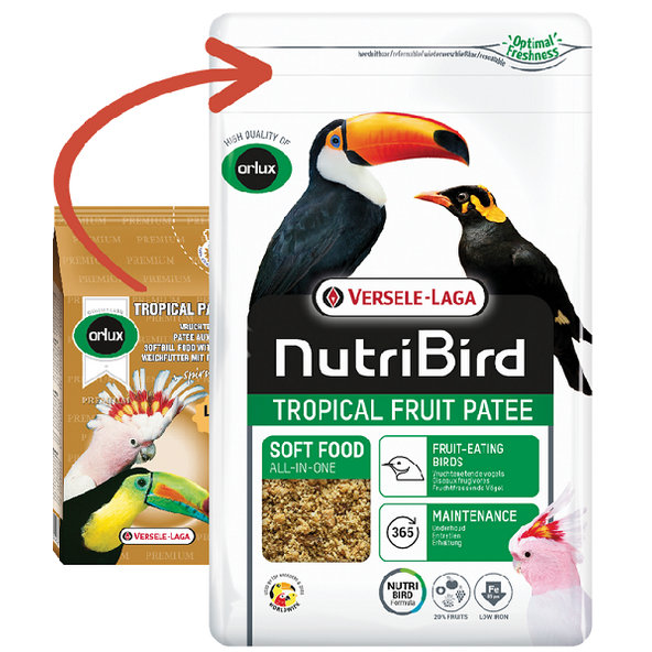 Versele Laga Orlux NutriBird Tropical Patee Premium - kompletná kŕmna zmes pre ovocnomilné druhy 1kg