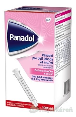 E-shop Panadol sirup proti horúčke a bolesti pre deti s príchuťou jahoda 100 ml