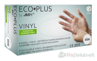 AMPri ECO PLUS vinylové rukavice biele L 100 ks