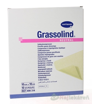 Grassolind Neutral kompres sterilný 10x10 cm 10 ks