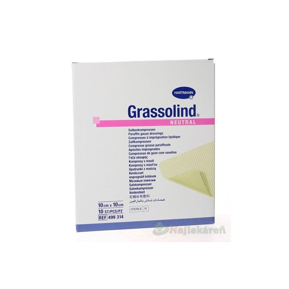 Grassolind Neutral kompres sterilný 10x10 cm 10 ks