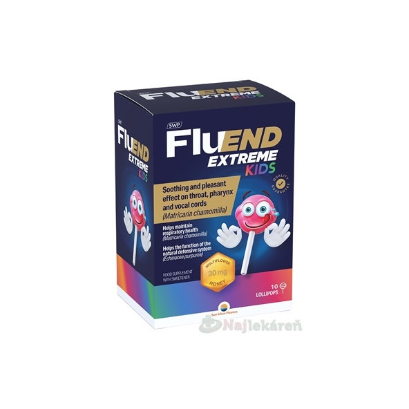 SWP FluEND EXTREME KIDS lízanky s príchuťou medu 10 ks
