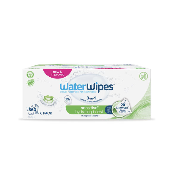 WATERWIPES Obrúsky vlhčené Hydrating clean bez obsahu plastov 6x60 ks
