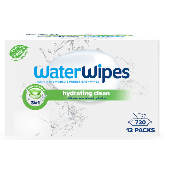 WATERWIPES Obrúsky vlhčené Hydrating clean bez obsahu plastov 12x60 ks