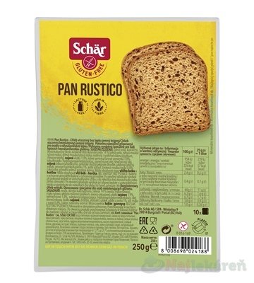 E-shop Schär PAN RUSTICO chlieb bezgluténový, viaczrnný, krájaný 250 g