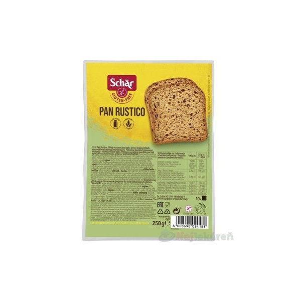 Schär PAN RUSTICO chlieb bezgluténový, viaczrnný, krájaný 250 g