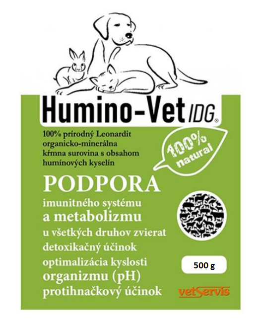 E-shop Humino-Vet IDG 100% prírodný leonardit pre všetky druhy zvierat na podporu imunity 500g