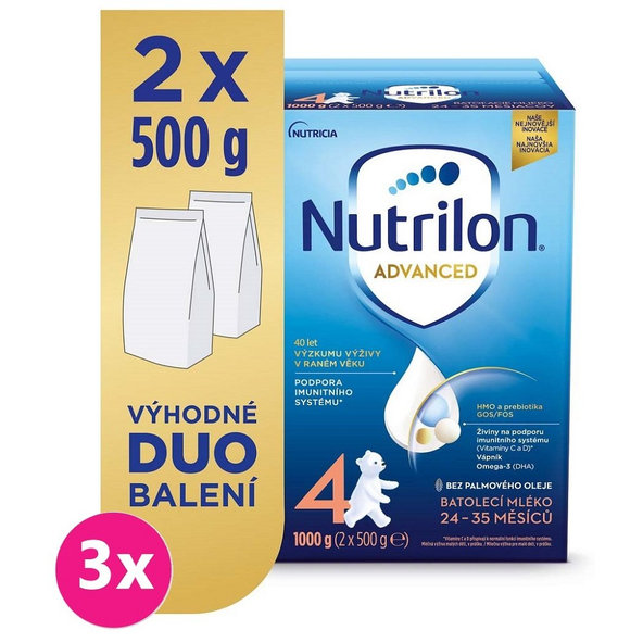 3x NUTRILON 4 Advanced batoľacie mlieko 1 kg, 24+