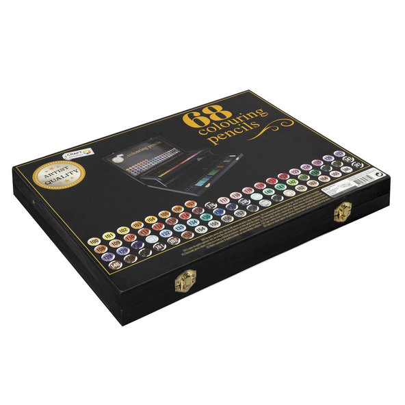 ALLTOYS Kufrík drevený maliarsky s pastelkami 68 ks