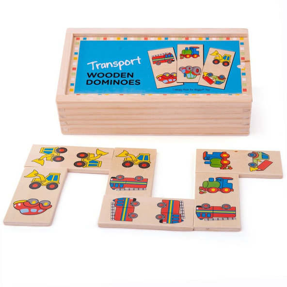 BIGJIGS TOYS Domino drevené dopravné prostriedky