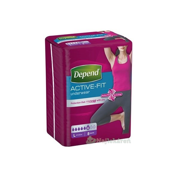 DEPEND ACTIVE-FIT L pre ženy inkontinenčné nohavičky, veľkosť L (97-127cm) 8ks