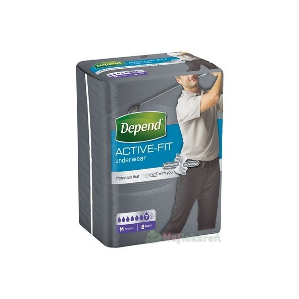 DEPEND ACTIVE-FIT M pre mužov inkontinenčné nohavičky, veľkosť M (71-102cm) 8ks