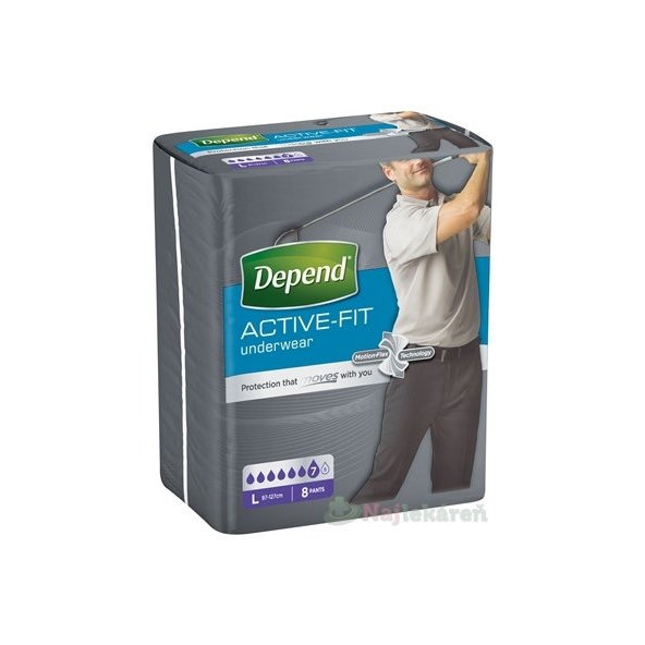 DEPEND ACTIVE-FIT L pre mužov inkontinenčné nohavičky, veľkosť L (97-127cm) 8ks