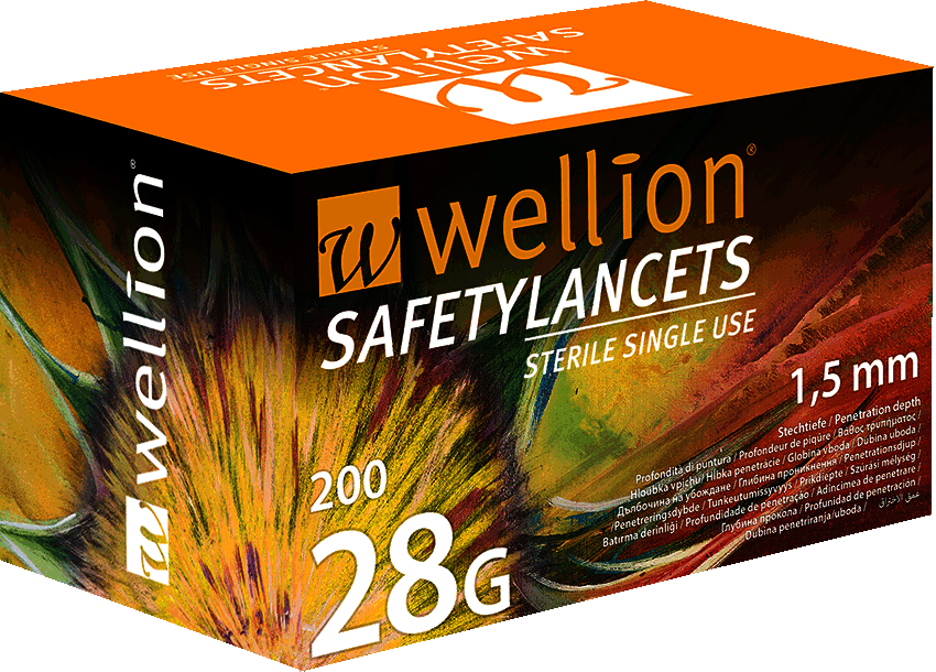 E-shop Wellion SAFETYLANCETS 25G - LANCETA bezpečnostná sterilná, jednorazová 200ks