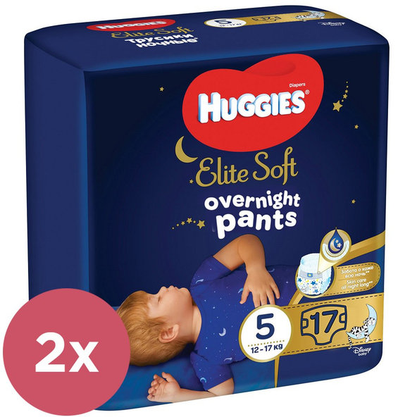 2x HUGGIES Elite Soft Pants OVN Nohavičky plienkové jednorazové 5 (12-17 kg) 17 ks