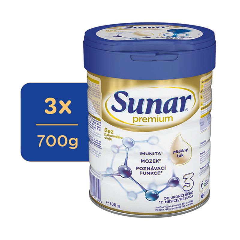 E-shop 3x SUNAR Mlieko batoľacie Premium 3 700 g