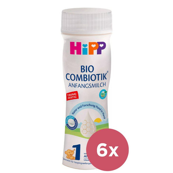 6x HiPP 1 BIO Combiotik® Počiatočná tekutá mliečna dojčenská výživa od narodenia, 200 ml