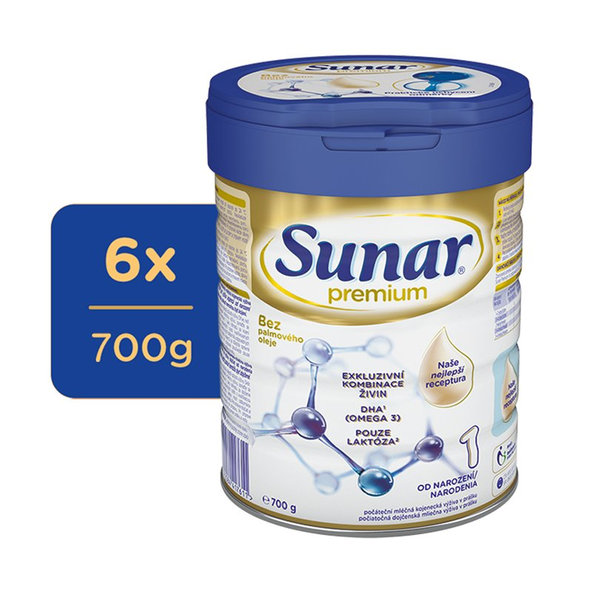 6x SUNAR Mlieko počiatočné Premium 1 700 g