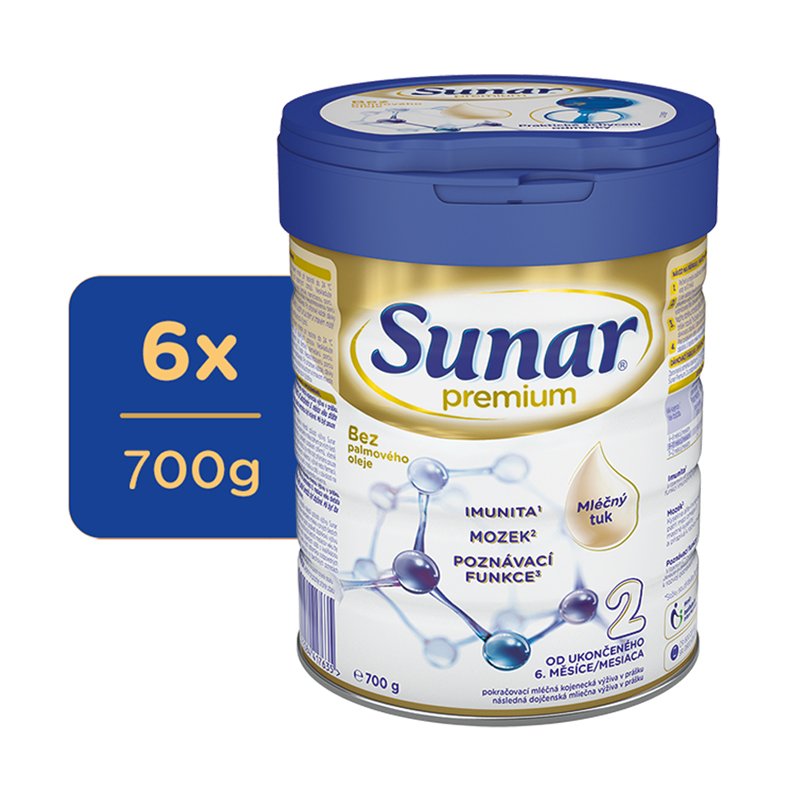 E-shop 6x SUNAR Mlieko pokračovacie Premium 2 700 g