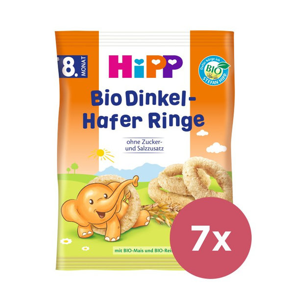 7x HiPP BIO Špaldové-ovsené prstienky od 8. mesiaca, 30 g