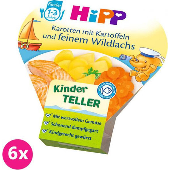 6x HiPP Bezlepkové brambory se zeleninou a jemným lososem, 250 g - zeleninový příkrm