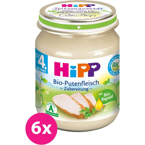 6x HiPP BIO krůtí maso (125 g) - masový příkrm