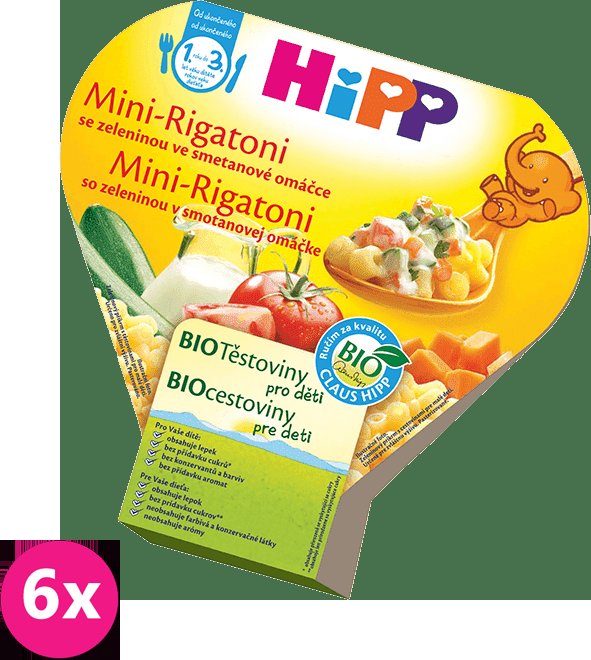 E-shop 6x HiPP BIO Mini Rigatoni se zeleninou ve smetanové omáčce (250 g)