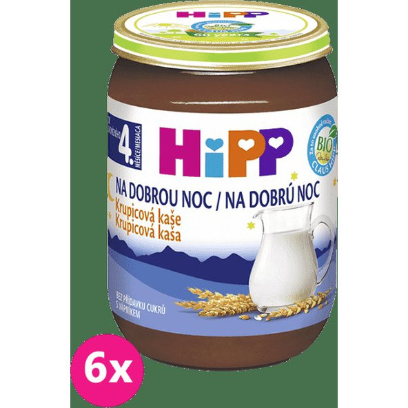6x HiPP BIO Na dobrou noc krupicová (190 g) - mléčná kaše