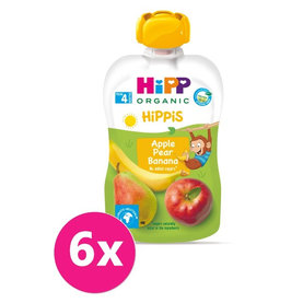6x HiPP HiPPiS BIO 100% ovoce Jablko-Hruška-Banán 100 g - ovocný příkrm