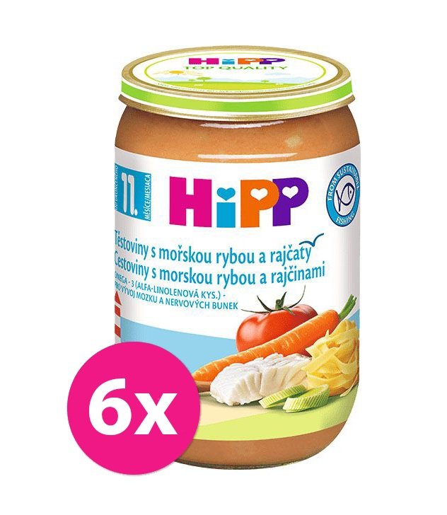 E-shop 6x HiPP Príkrm zeleninovo-mäsový Jemné cestoviny s morskou rybou a rajčinami 220g