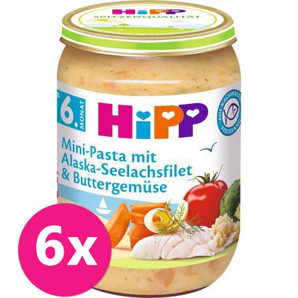E-shop 6x HiPP Príkrm zeleninovo-mäsový Mini cestoviny s aljašskou treskou v maslovej zelenine 190g