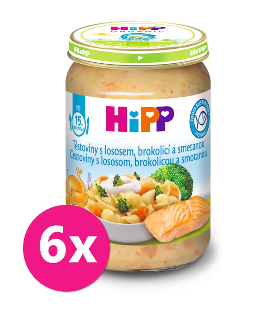 E-shop 6x HiPP Těstoviny s lososem, brokolicí a smetanou (250 g) - maso-zeleninový příkrm