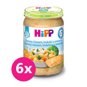 6x HiPP Těstoviny s lososem, brokolicí a smetanou (250 g) - maso-zeleninový příkrm