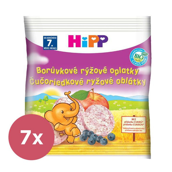 7x HiPP BIO borůvkové rýžové oplatky pro děti (30 g)