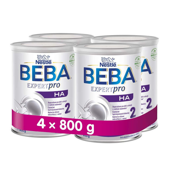 4x BEBA EXPERTpro HA 2 Mlieko pokračovacie, 800 g