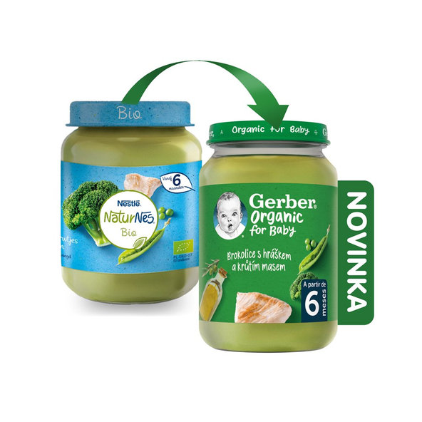 GERBER Organic detský príkrm brokolica s hráškom a morčacím mäsom 190 g