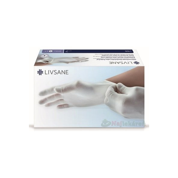 LIVSANE rukavice latexové napúdrované S veľ. 6-7, nesterilné 100 ks