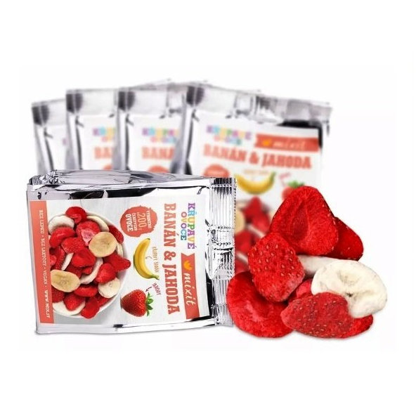 Chrumkavé ovocie do vačku Banán a jahoda Mixit 23g