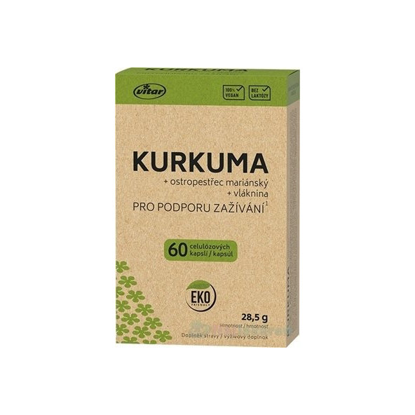 VITAR KURKUMA + ostropestrec + vláknina na trávenie, 60 cps