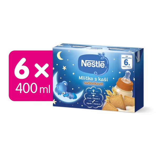 6x NESTLÉ Mliečko s kašou sušienkové (2x200 ml)