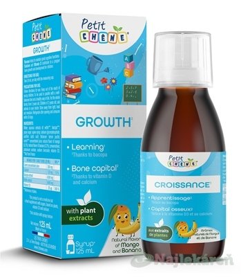 E-shop Petit CHENE GROWTH, sirup pre deti s vitamínom D a vápnikom, 125 ml