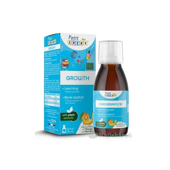 Petit CHENE GROWTH, sirup pre deti s vitamínom D a vápnikom, 125 ml